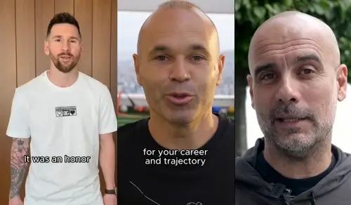 მესი, ინიესტა და გვარდიოლა ბუსკეტსს ბარსელონური კარიერის დასრულებას ულოცავენ